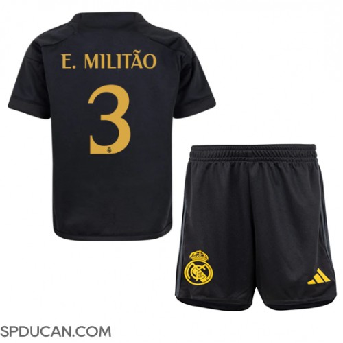 Dječji Nogometni Dres Real Madrid Eder Militao #3 Rezervni 2023-24 Kratak Rukav (+ Kratke hlače)